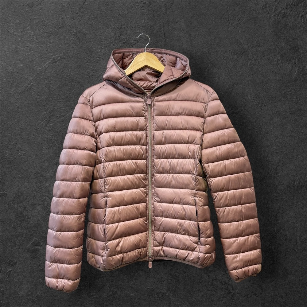 Save The Duck Alexis Ultra Light Puffer Jacket Mauve Pink Womens Size 3 Large